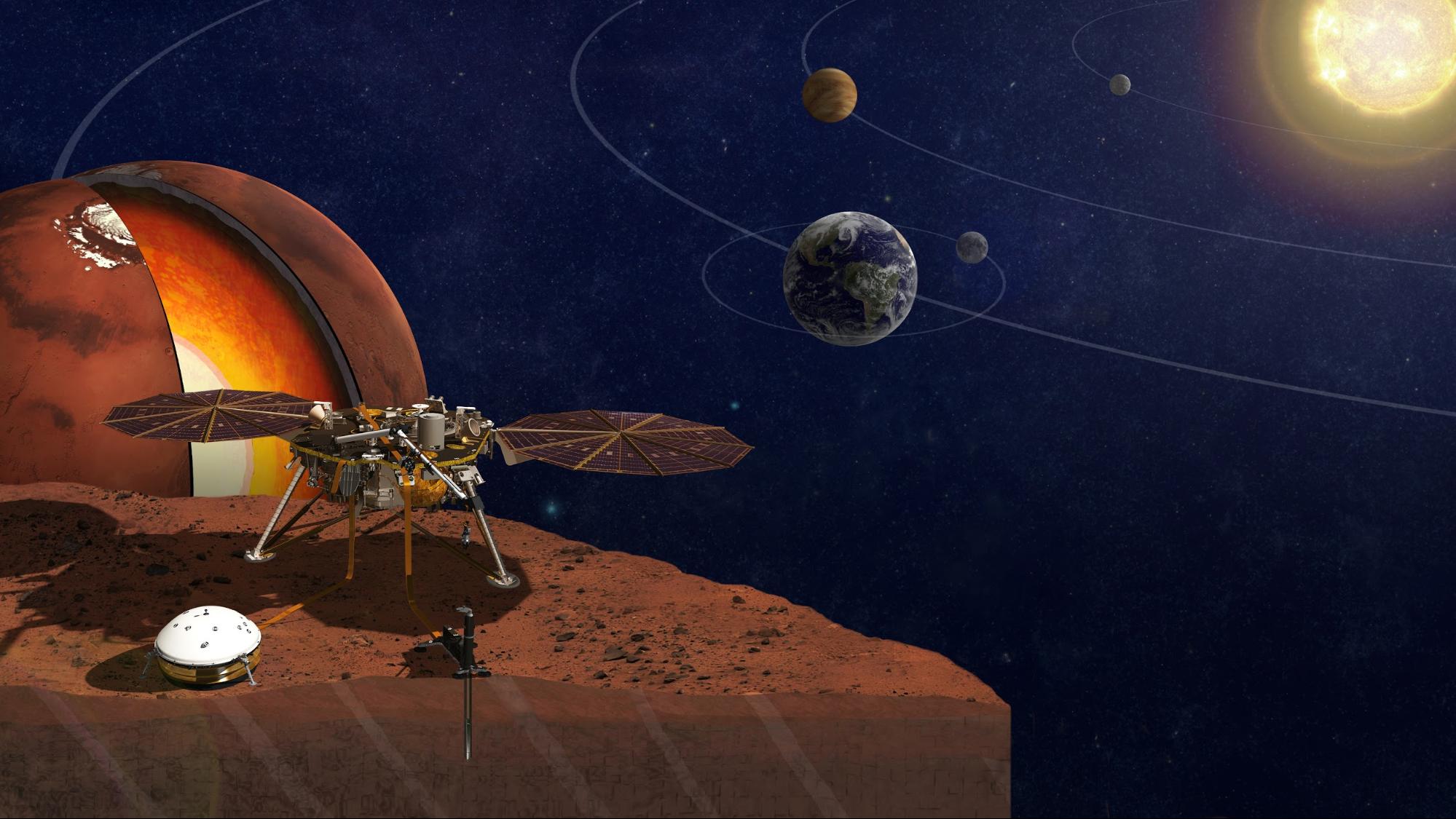 Artist concept of Insight Lander on Mars