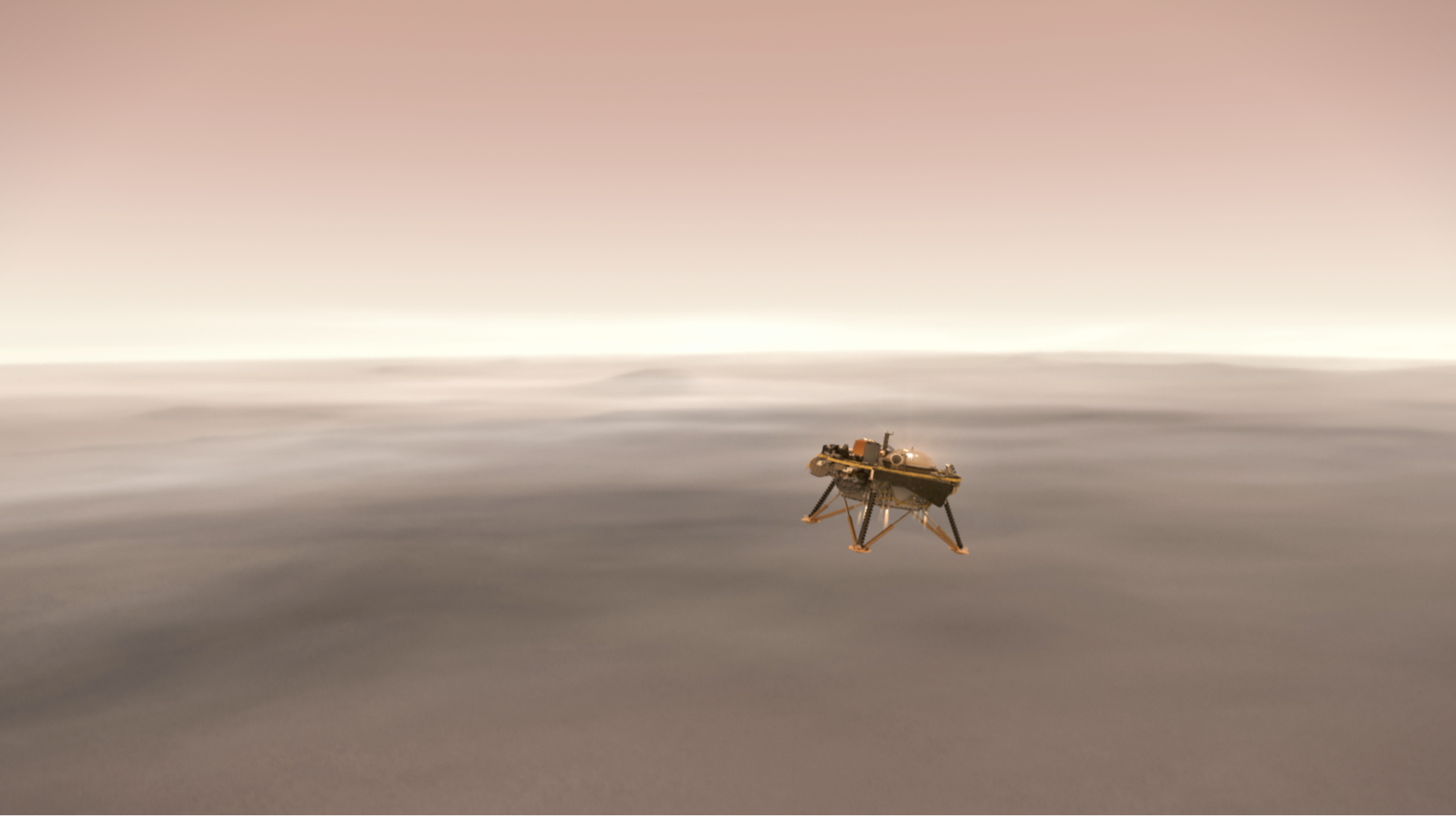 Artist concept of Insight Lander on approaching Mars