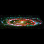 The many 'personalities' of our great galactic neighbor, the Andromeda galaxy, are exposed in this new composite image from NASA's Galaxy Evolution Explorer and Spitzer Space Telescope. 