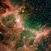 This set of images from NASA's Spitzer Space Telescope shows the Eagle nebula in different hues of infrared light. Each view tells a different tale. 