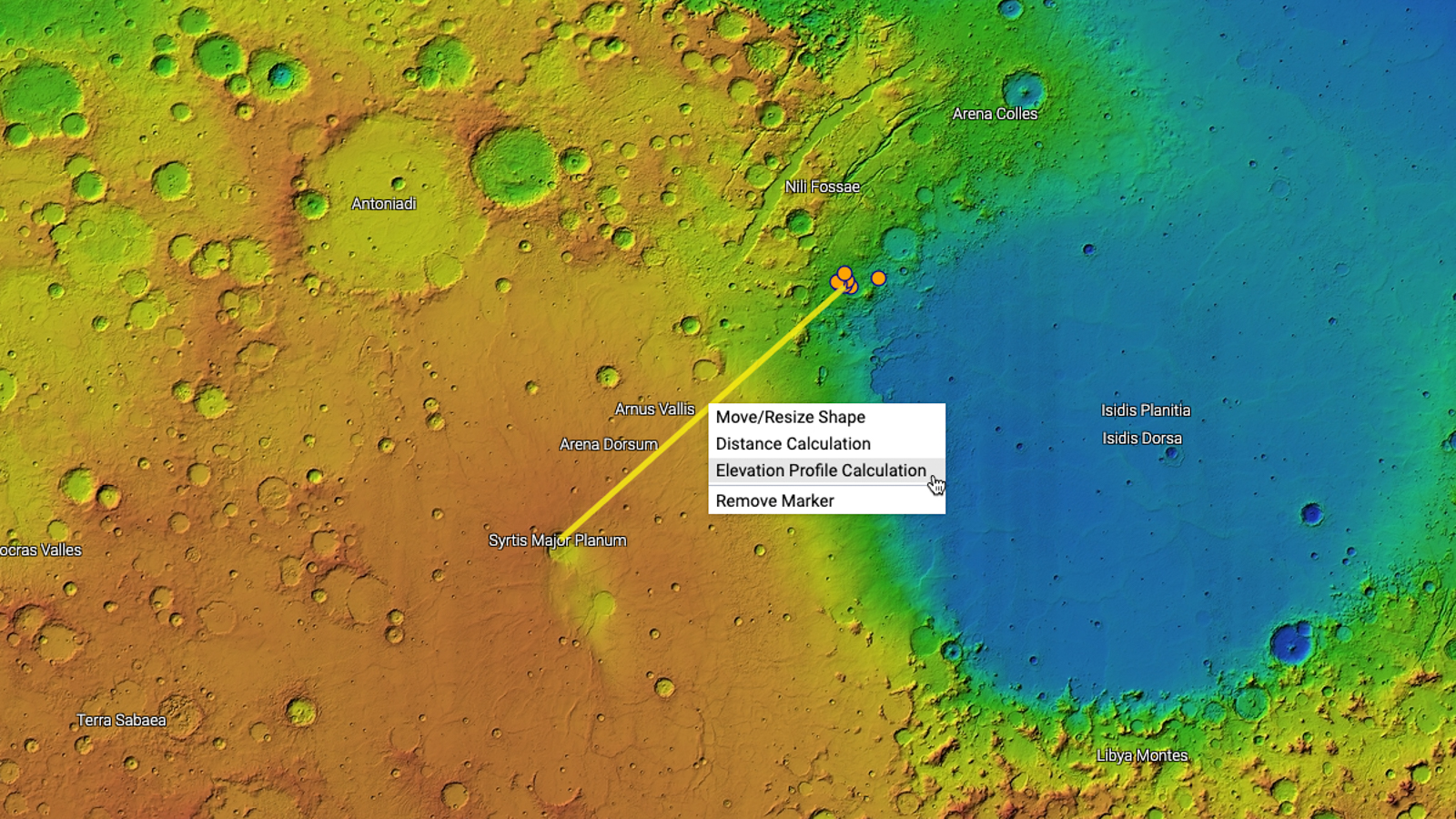 nasa mars map detailed